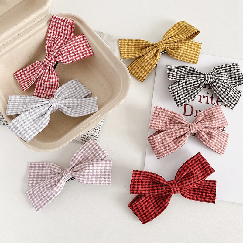 Combo 2 Kẹp nơ ruy băng, lụa/ kẹp trắng xinh xắn phong cách Hàn Quốc