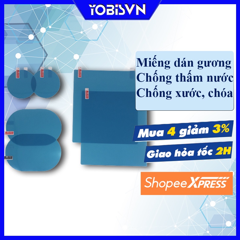 Miếng Dán Gương Kính Ô tô Xe Máy Bộ Dán NANO Chống Mưa Chống Đọng Nước Mờ