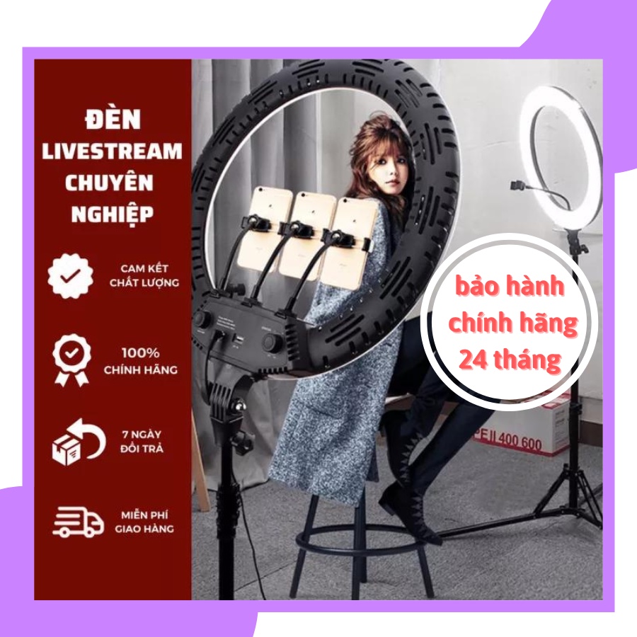 Đèn Livestream size 26 30 36 45 cm và chân 2m1 Hỗ Trợ Chụp Ảnh Make up Trang Điểm nhiều Chế Độ Sáng