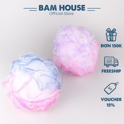 Bông tắm tròn Bam House tạo bọt tốt cao cấp nhiều màu BTT01