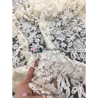 Vải Ren lưới thêu hoa