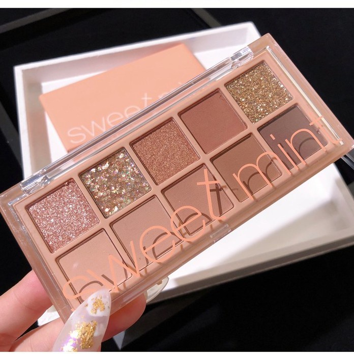 Bảng mắt nhũ lì 10 ô Sweet Mint, Bảng phấn mắt nội địa trung đủ màu