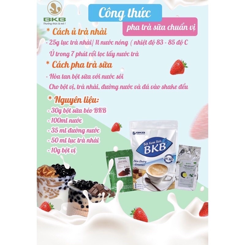 Bột vị pha trà sữa BKB dâu, xoài, khoai môn, socola, sầu riêng …1kg