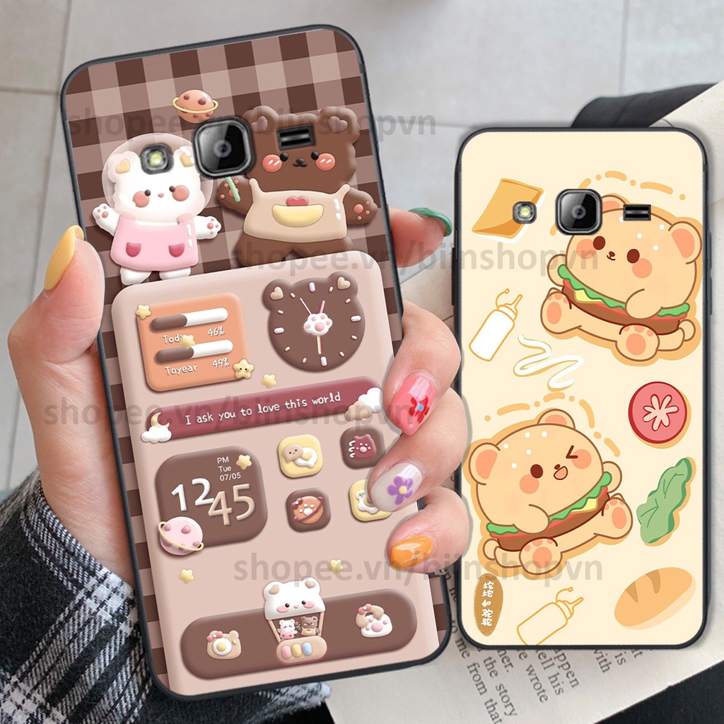 Ốp Samsung J310 / J3 2016 in hình gấu chocolate kẹo ngọt siêu đẹp siêu xinh