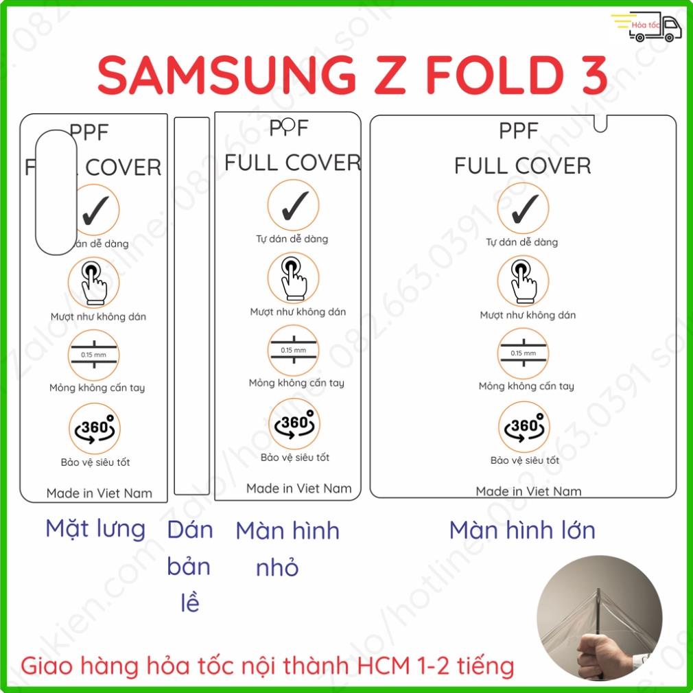 Dán PPF bóng, nhám cho Samsung Galaxy Z Fold 3 (ZFlod 3) màn hình, mặt lưng, full viền, bản lề