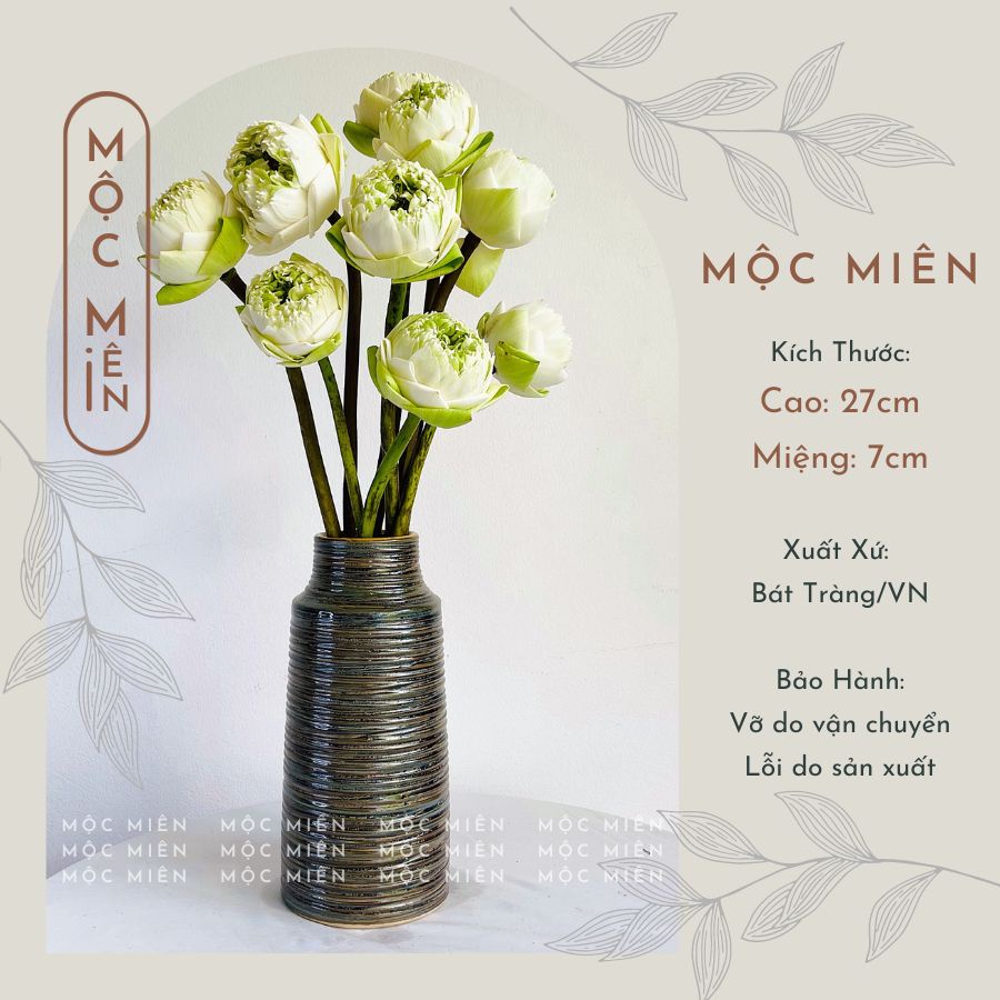 Lọ Hoa men hỏa biến men Ánh Bạc nhiều mẫu Gốm Mộc Miên, bình hoa trang trí decor gommocmien Bát Tràng