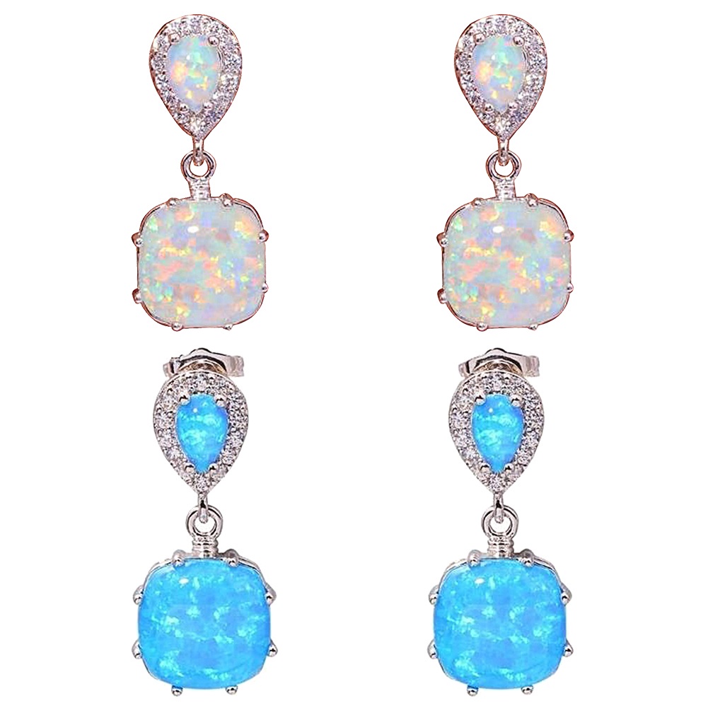 Bông Tai Đính Đá Opal Thời Trang Cho Nữ