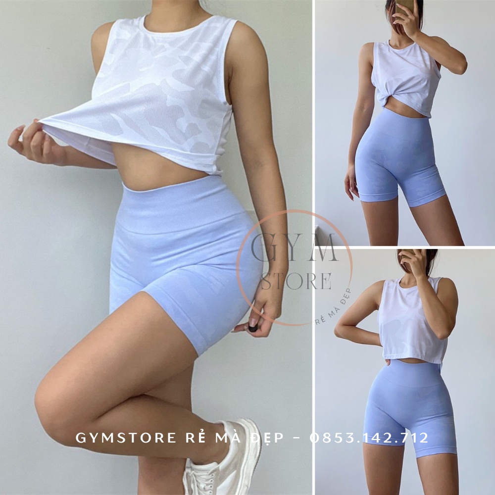 Áo thun croptop thể thao ba lỗ cổ tròn hoạ tiết rằn ri độc đáo, áo sát nách tập gym yoga GYMSTORE 078