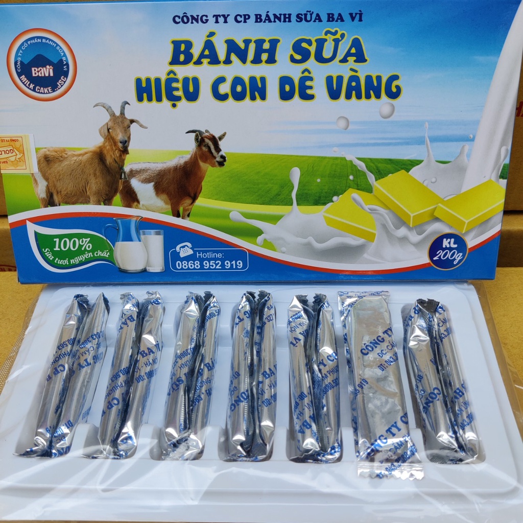 Bánh Sữa Dê Ba Vì hiệu Con Dê Vàng 200g (hộp 14 chiếc)