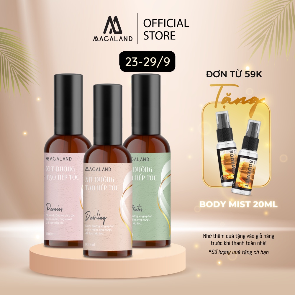 Xịt giữ nếp tạo kiểu và dưỡng tóc 2in1 100ml MACALAND hương nước hoa