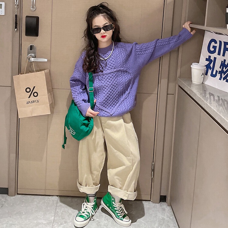 Set Đồ Hai Món Gồm Áo Sweater Phối Quần Dài Thời Trang Thu Đông Hàn Quốc Cho Bé Gái 5-6 Tuổi 6-7 Tuổi 7-8 Tuổi 8-9 Tuổi 9-10 Tuổi Giày Thời Trang Cho Bé Từ 10-11 Tuổi 11-12 Tuổi 12-13 Tuổi 13-14 Tuổi