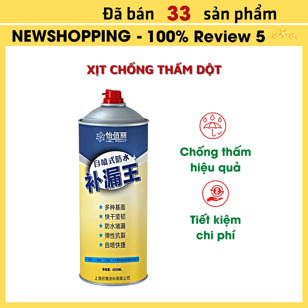 Bình Xịt Chống Thấm Nước ybl paint 450ml New Shopping - Xử Lý Dột Tường Trần Mái Nhà Sân Thượng