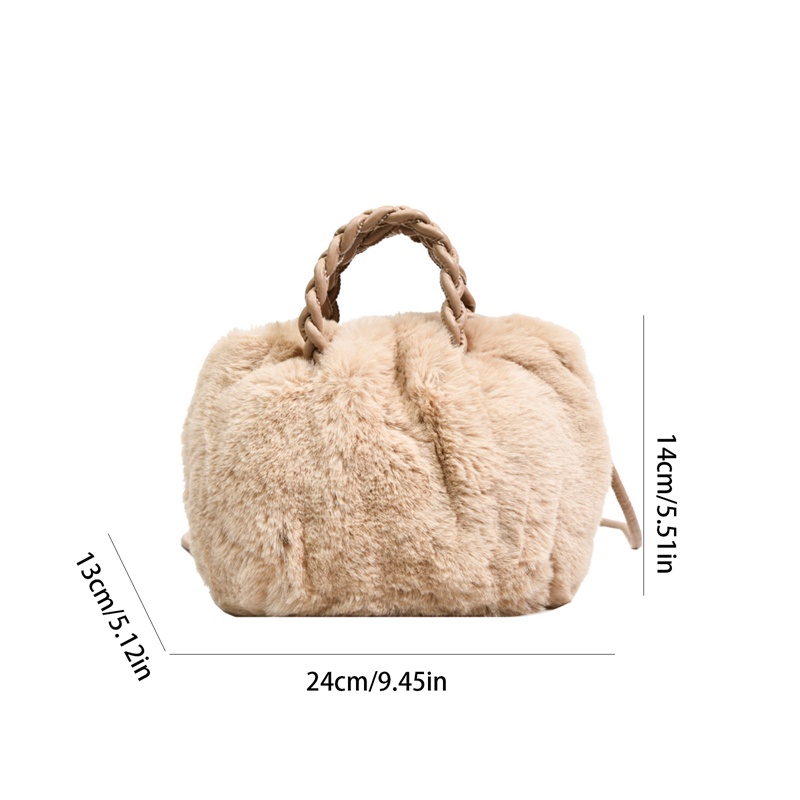 Túi Xách Tay / Đeo Vai Phủ Lông Mềm Mại Thời Trang Thu Đông Dành Cho Nữ