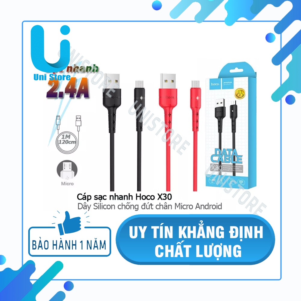 ✢CHÍNH HÃNG✢Cáp Sạc Nhanh 2A Hoco X30 Hỗ Trợ Đèn Led Cho Iphone/Android