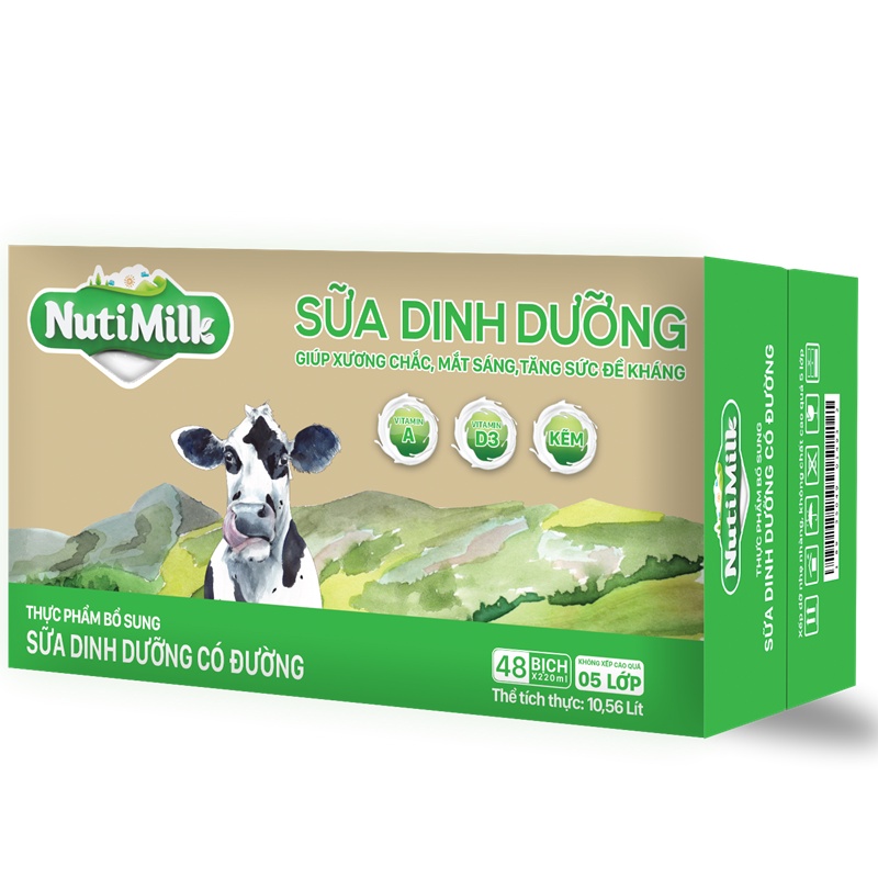 Thùng sữa tươi Nutimilk NutiFood 48 bịch x 220ml