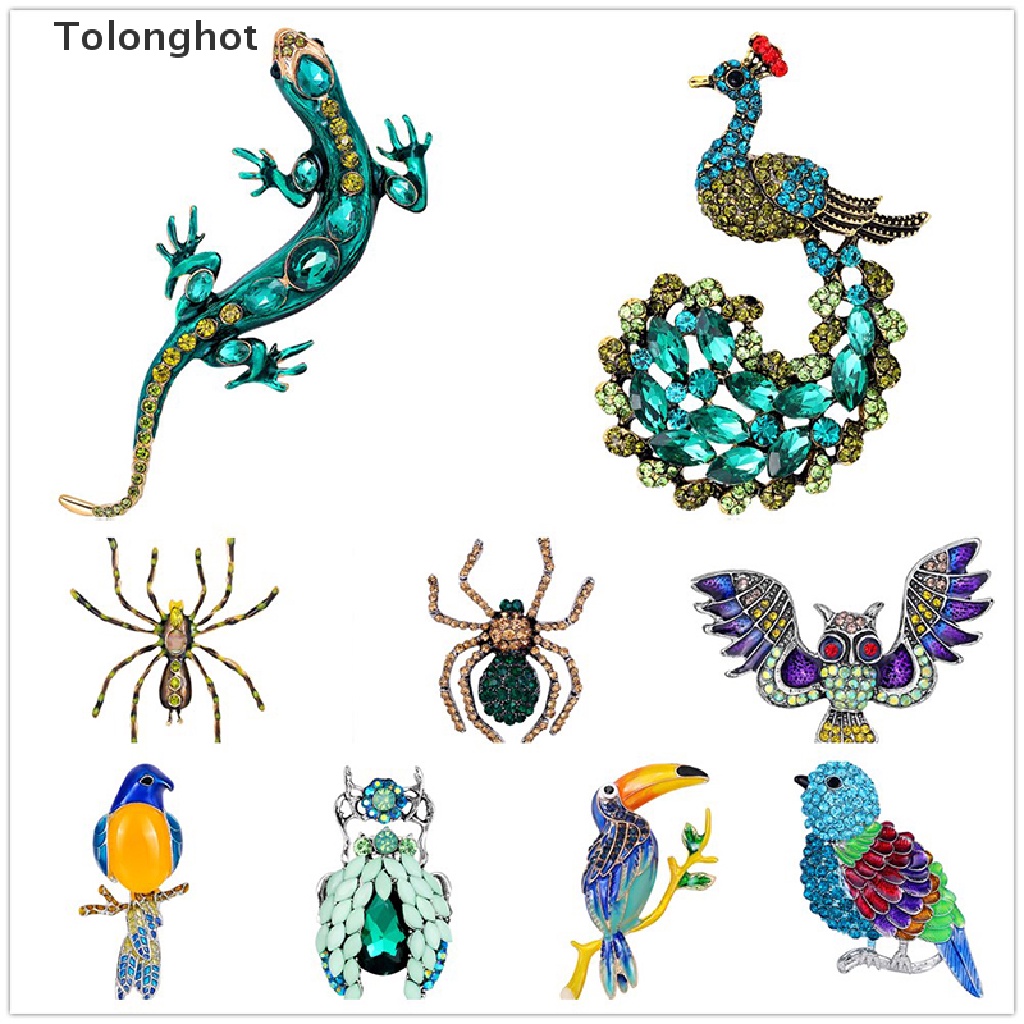 Trâm Cài Áo Hình Động Vật Đính Đá Pha Lê Phong Cách Vintage