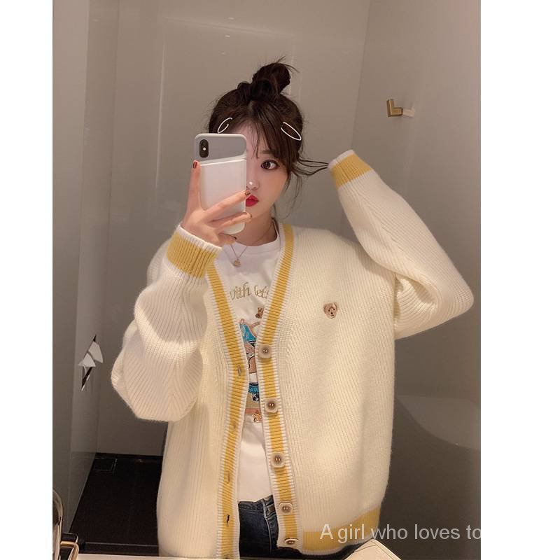 ❄️ Sẵn sàng gửi❄️ Áo Khoác Cardigan Thêu Hình Gấu Tay Dài Hàng Thái Lan 2022Sk5808