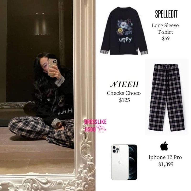 Quần kẻ caro ống suông Nieeh giống Jennie, Jisoo & Rosé Blackpink