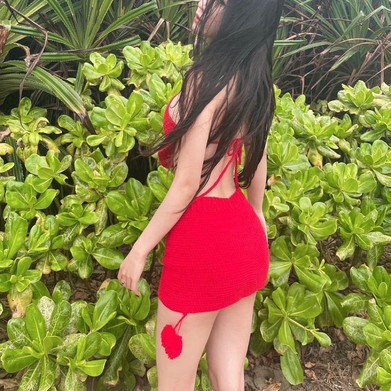 Set áo yếm và chân váy len móc thủ công- Áo dây và chân váy  HandMade