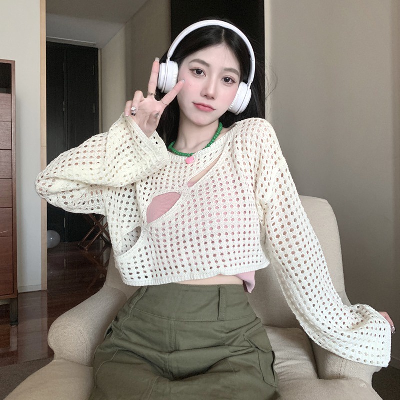 Áo Croptop Lưới Xuyên Thấu Gợi Cảm Cho Nữ