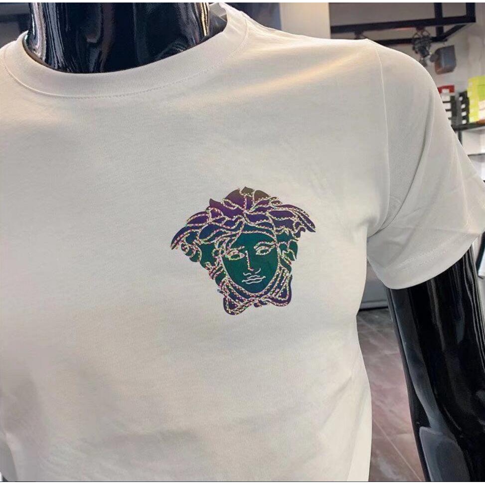 Versace Mới Áo Thun Cotton Ngắn Tay Đính Đá Thời Trang Mùa Hè Cho Nam Cỡ S-5XL