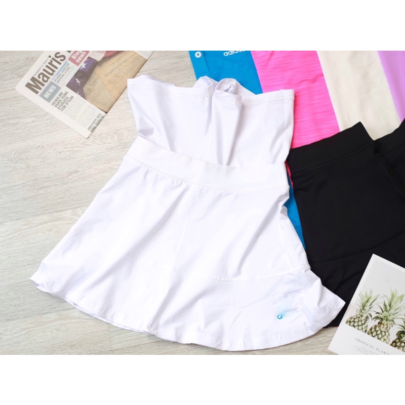 Bộ váy tennis áo polo tay ngắn chân váy chữ a cạp cao