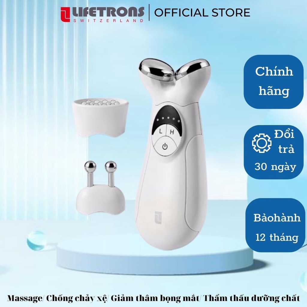 Máy massage cầm tay nâng cơ trẻ hóa làn da Lifetrons EP400 tích hợp mátxa mắt và mặt, đẩy dưỡng chất tối ưu
