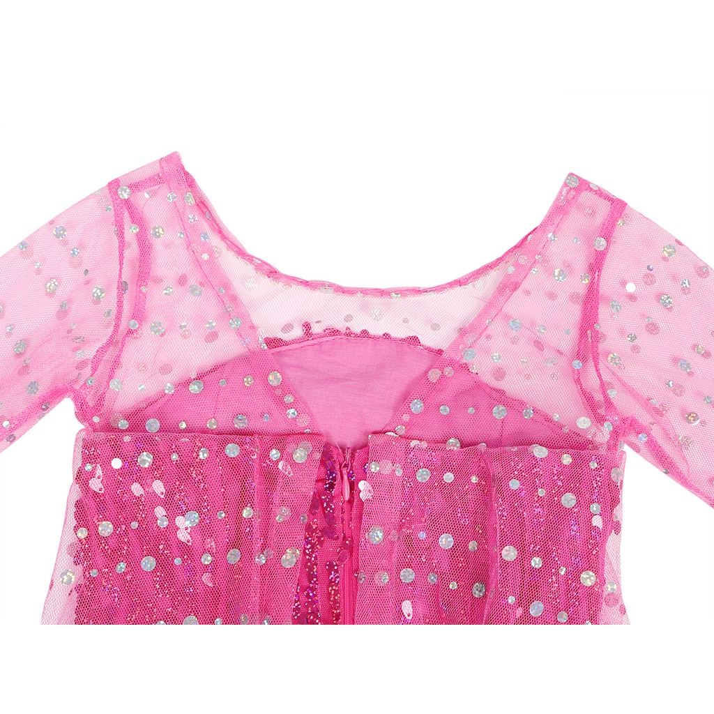 Đầm Công Chúa Elsa Hóa Trang Halloween / Giáng Sinh Phối Lưới Đính Kim Sa Lấp Lánh Mới Cho Bé Gái