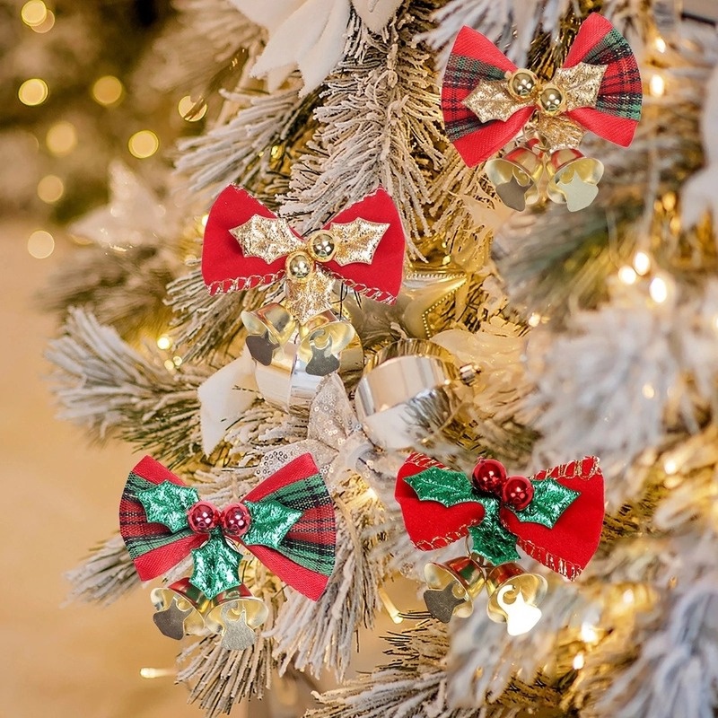 12 Nơ Treo Trang Trí Cây Thông Giáng Sinh / Năm Mới / Đêm Noel