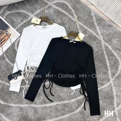 Áo thun cổ tròn rút dây 2 bên tôn dáng