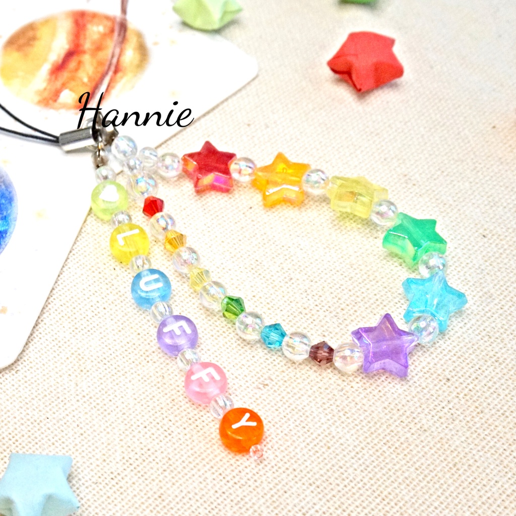 Móc khóa pha lê cầu vồng trái tim ngôi sao custom tên - Phụ kiện dây treo điện thoại túi xách balo chìa khóa handmade