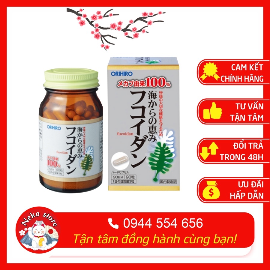 Tảo Fucoidan Orihiro viên uống 90 viên