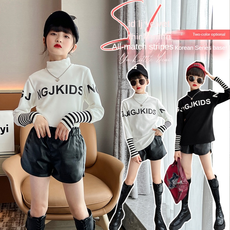 【quần áo mùa đông/ nhung】Áo Thun Dài Tay Phong Cách Hàn Quốc Thời Trang Thu Đông Cho Bé Gái 5-6 Tuổi 6-7 Tuổi 7-8 Tuổi Bộ Đồ Thời Trang Cho Bé Từ 8-9 - 10 Tuổi 10-11 - 12 Tuổi 12-13 Tuổi 13-14 Tuổi