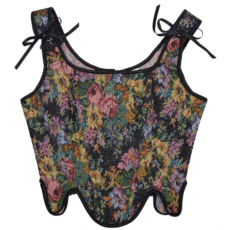 Áo Croptop Hai Dây In Hoa Phong Cách Cổ Điển Thời Trang Đi Biển Cho Nữ