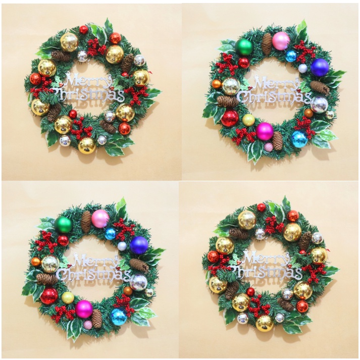 Vòng Hoa Trang Trí Noel D61 size 40cm Tặng Kèm Đèn Vòng Nguyệt Quế Giáng Sinh