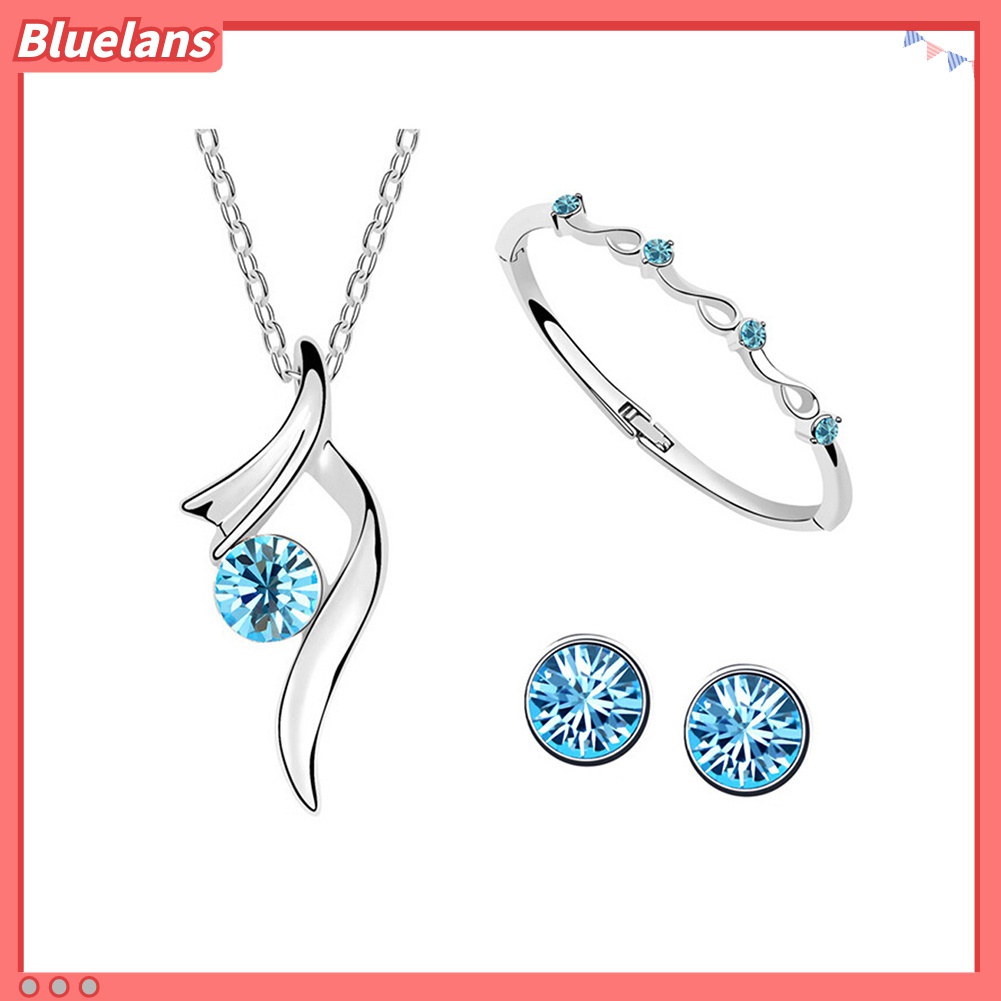 Bộ Trang Sức Mạ Bạc Đính Đá Sang Trọng 48h