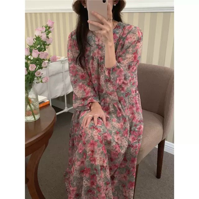 Váy Bầu Thu Đông Công Sở Chất Đẹp Hoa Nhí