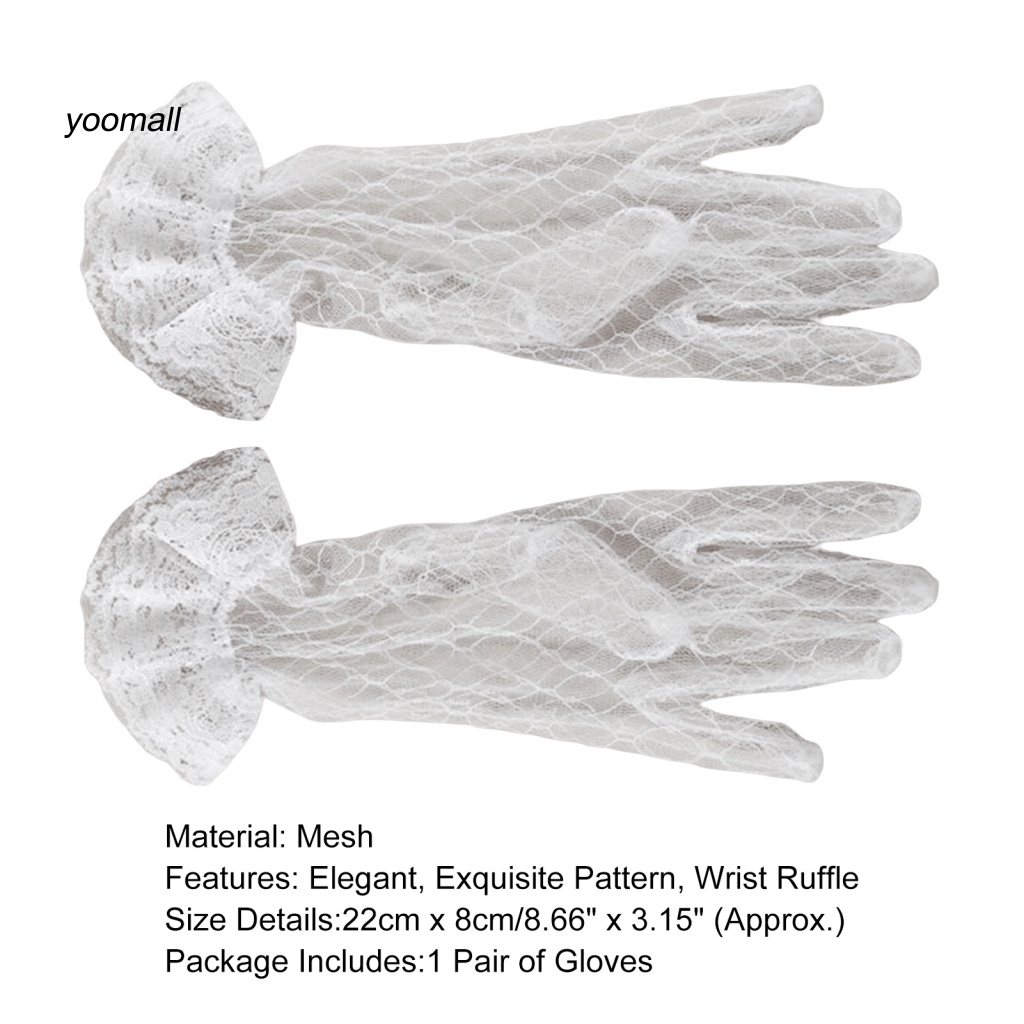 1 Đôi Găng Tay Cô Dâu Dạng Lưới Phối Ren