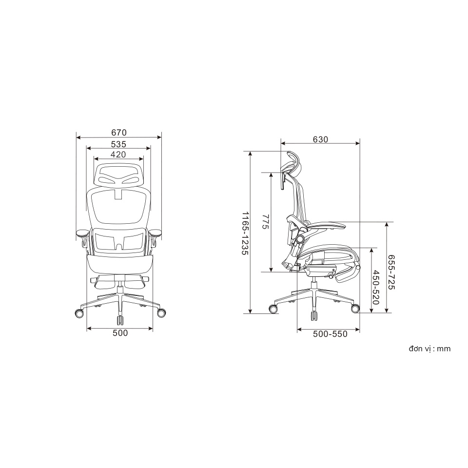 Ghế làm việc công thái học Epione Easy Chair 2.0 chân KIM LOẠI sơn tĩnh điện, điều chỉnh tựa thắt lưng - ERGOHOME