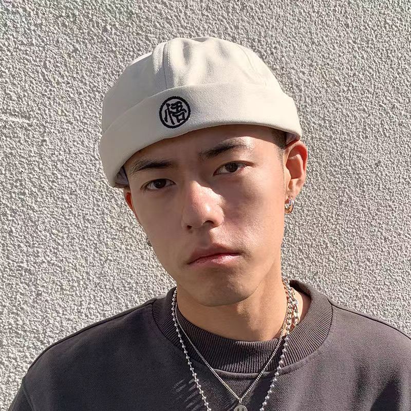 Mũ tròn The Capal nam nữ không vành thêu chữ Trung Hoa phong cách hoài cổ