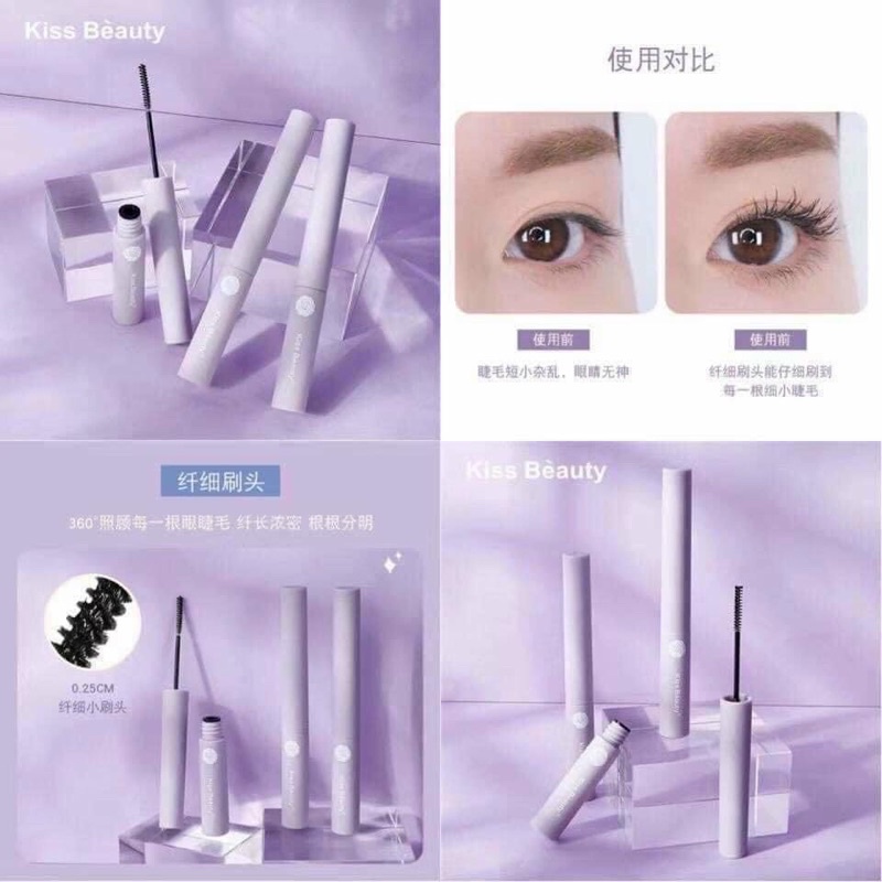 Chuốt mi, mascara Kiss Beauty vỏ tím chống nước