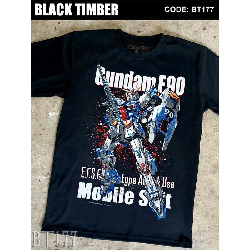 BT 177 Gundam F90 Di Động Phù Hợp Với Áo Thun Gỗ Đen Vải Cotton Màn Hình Chặt In S M L XL XXL