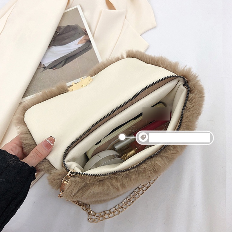 Túi Đeo Chéo Hình Vuông Cỡ Nhỏ Phủ Lông Thời Trang Sang Trọng Cho Nữ