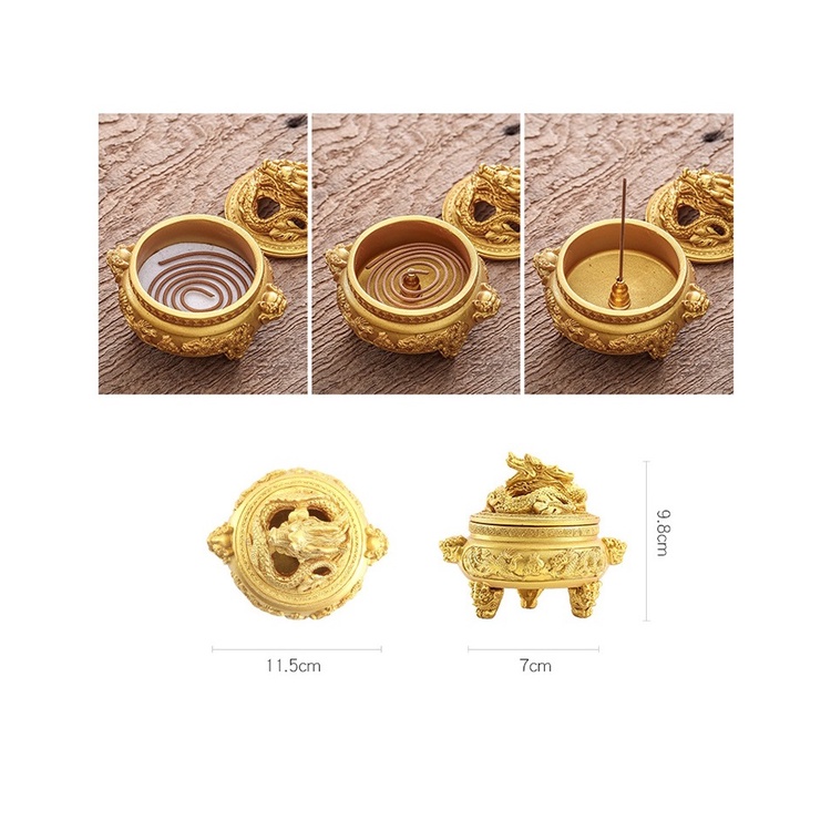 Lư Hương đốt trầm, Xông Trầm Hương Họa Tiết Rồng bằng chất liệu nhựa Composite chịu nhiệt