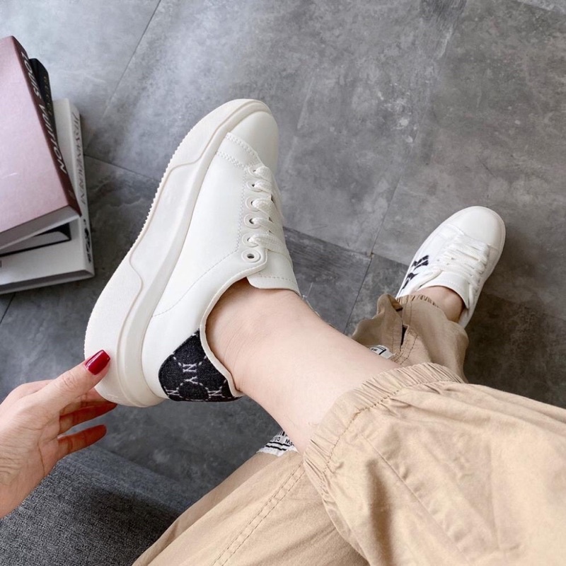 Giày thể thao Snacker chữ NY MLB đế cao su siêu êm chống trơn chượt