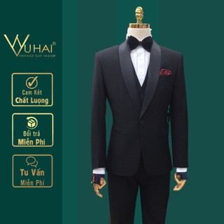 Bộ vest nam đẹp, Cổ sam phối phi bóng, From Hàn Quốc, dáng áo 1 cúc-VuHai