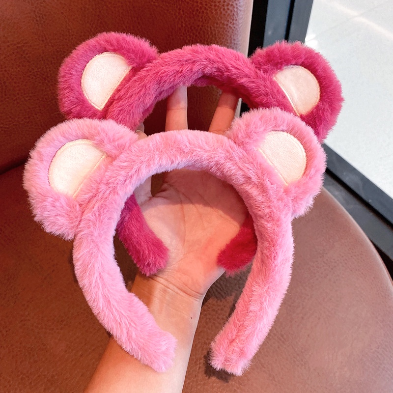 Băng Đô Cài Tóc Rửa Mặt Hình Gấu / Dâu Tây Nhồi Bông