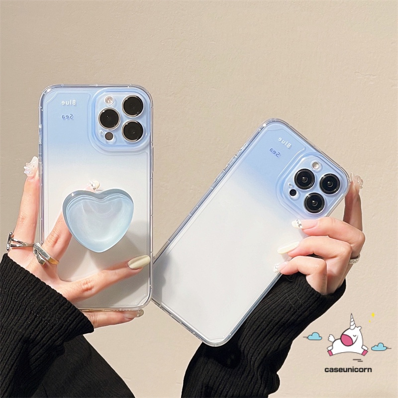 Ốp Điện Thoại TPU Mềm Trong Suốt Màu Xanh Dương Gradient Có Vòng Đỡ Cho IPhone 11 13 12 14 Pro MAX 7 8 Plus 6 6S X XS MAX SE 2020 | BigBuy360 - bigbuy360.vn