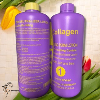 Thuốc uốn tóc setting Cibi collagen 1000ml( 1 cặp số 1 + số 2)
