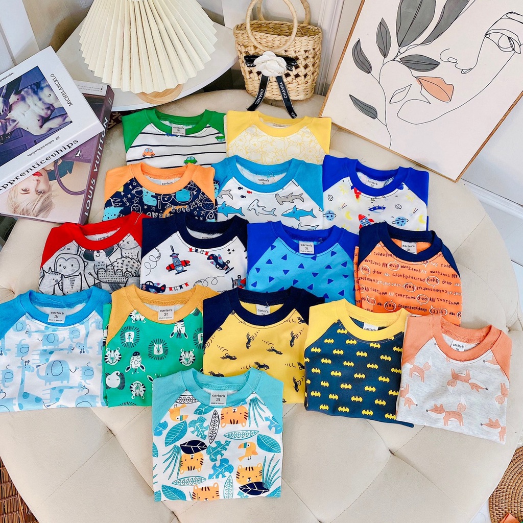 Đồ bộ bé trai carter's, Quần áo trẻ em vải cotton, Bộ thu đông bé trai